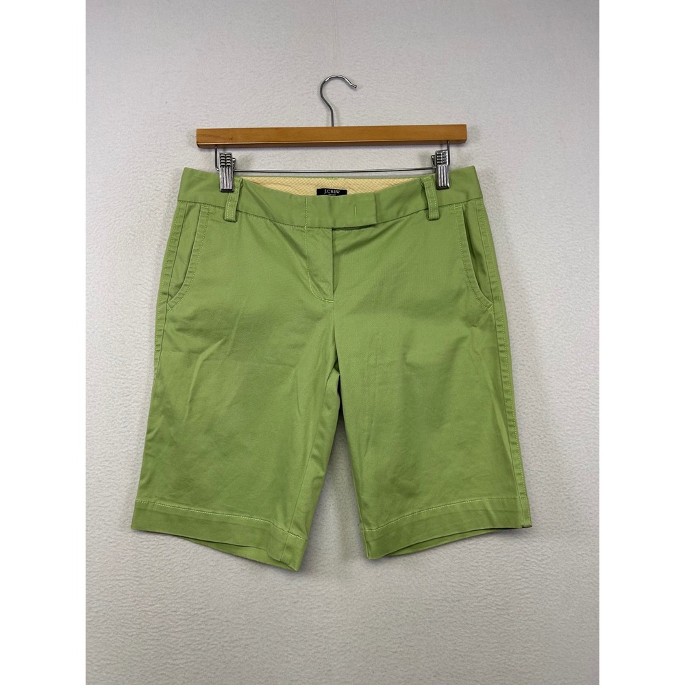 Preppy J.Crew Womens 2 Green City Fit Stretch Chino Bermuda Shorts